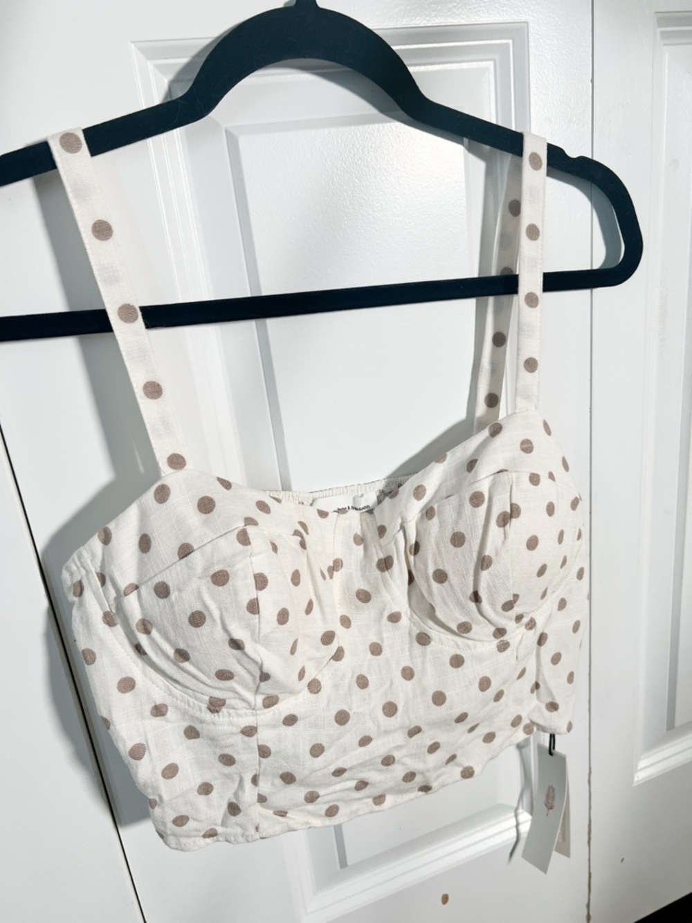 June & Hudson Polka Dot Bustier - Cream and Brown NWT